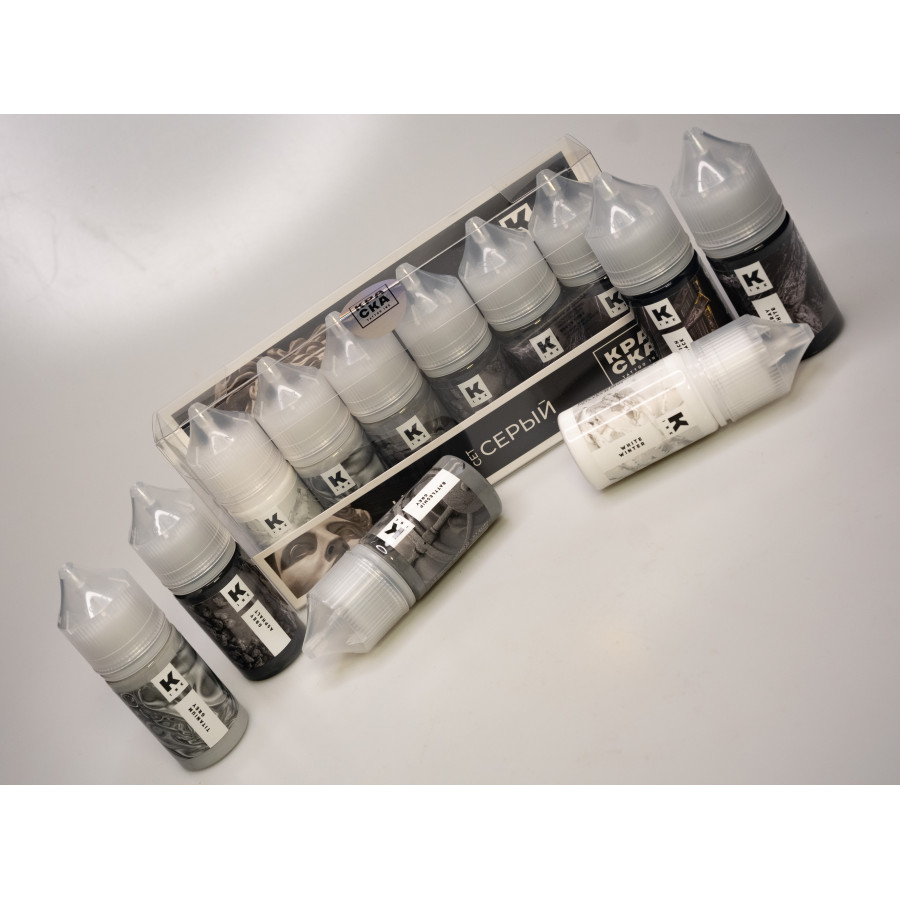Набор тату-пигментов КРАСКА Tattoo Ink "Черно-серый сет"